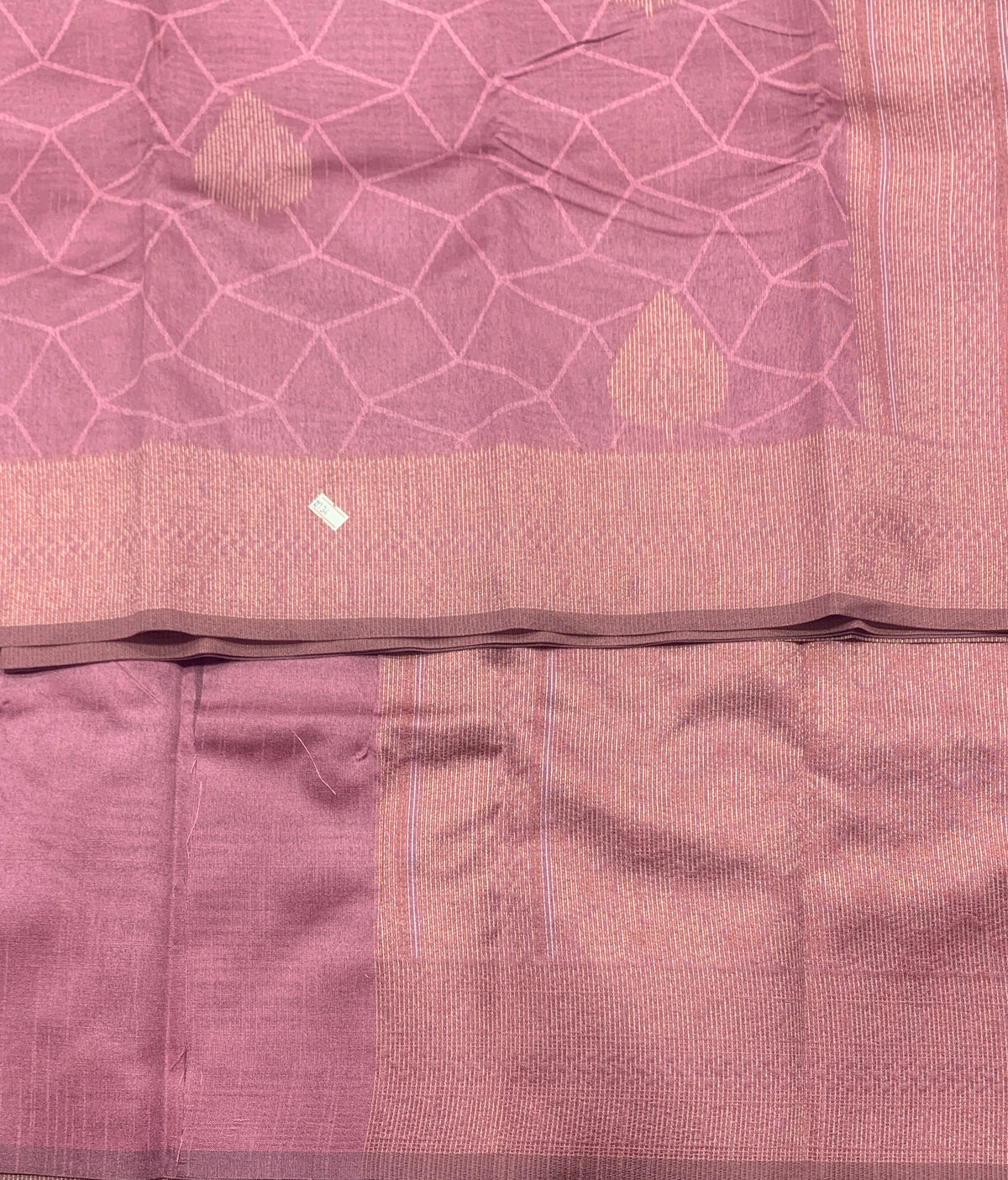 Pink Colour Jute Silk Saree with Leaf Butta and Zari Border