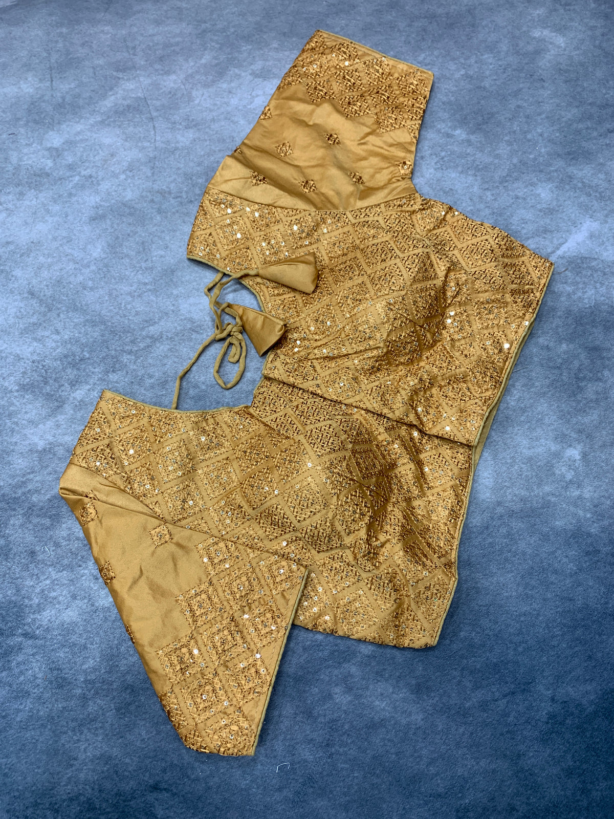 Ready-to-Wear Embroidered Silk Blouse - Sandal, Silver Embroidery (Style 2)
