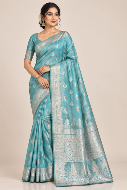 Sky Blue Colour Sona Roopa Silk Saree