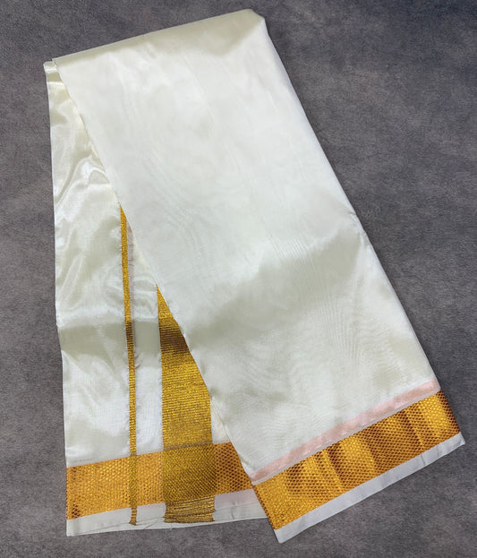 Art Silk Dhoti 8 Mulam Cream Colour Medium Border
