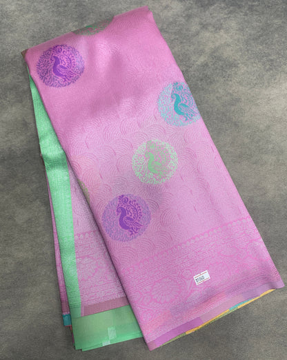 Pink Colour Tissue Saree with Meenakari Work