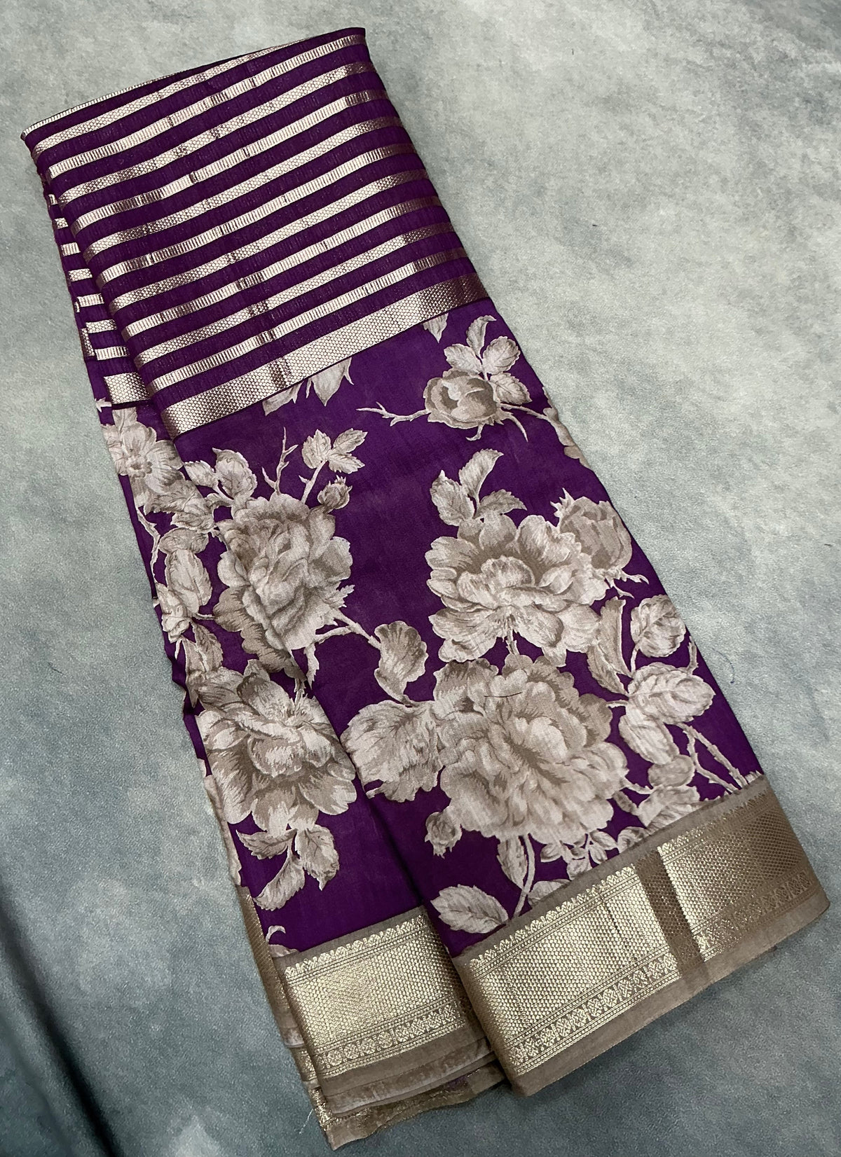 Semi Crepe Silk Saree - Magenta Color