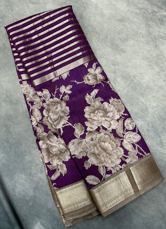 Semi Crepe Silk Saree - Magenta Color