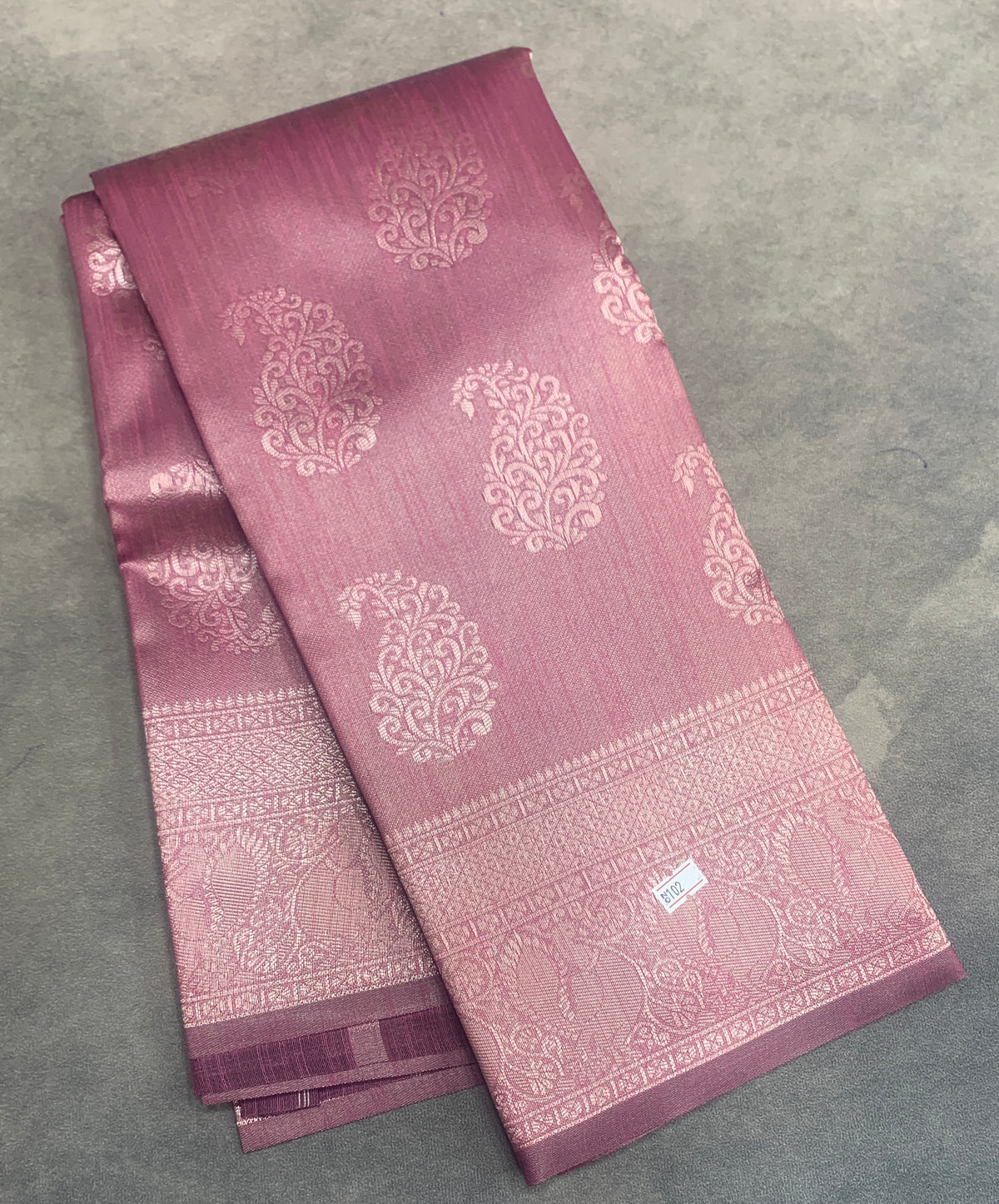 Semi Jute Silk Saree – Pink with Silver Zari Border