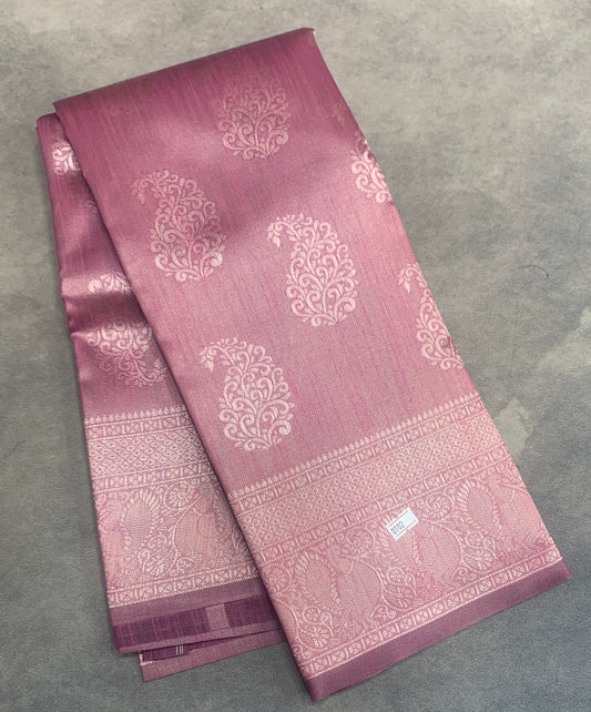 Pink Colour Semi Jute Silk Saree with Silver Zari Border