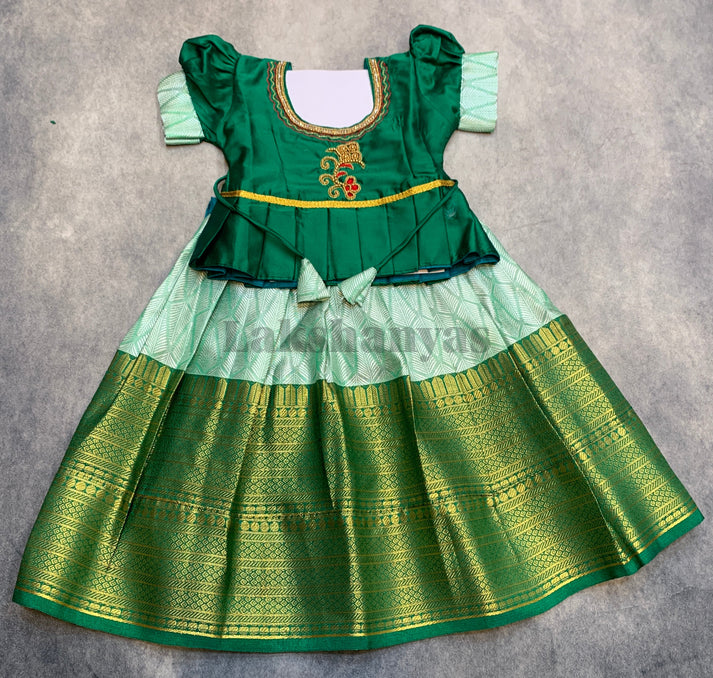 Ready To Wear Pavadai Light Green Color with Green Color Blouse