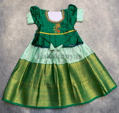 Ready To Wear Pavadai Light Green Color with Green Color Blouse