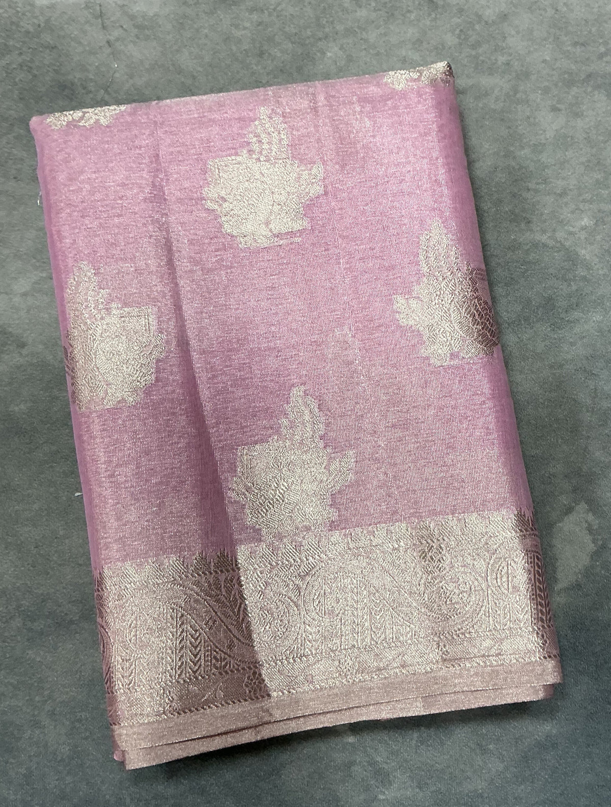 Katan Silk Saree Baby Pink Colour with Silver Zari Border