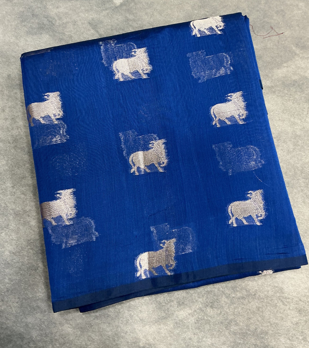 Silk Cotton Saree Ink Blue Colour with Kamadhenu Butta