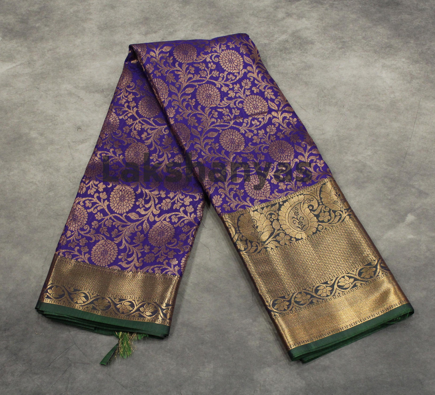 Violet Semi Silk Saree with Dark green border