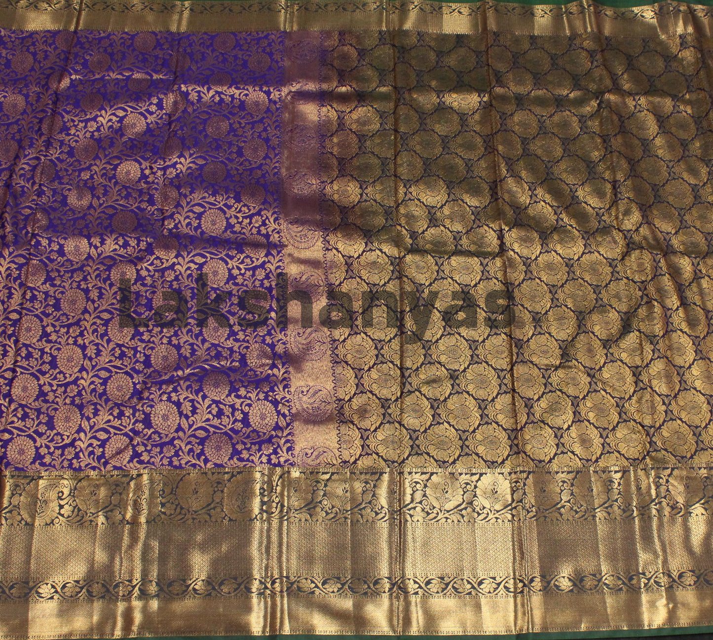 Violet Semi Silk Saree with Dark green border