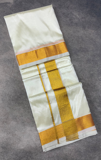 Art Silk Dhoti 8 Mulam Cream Colour Medium Border