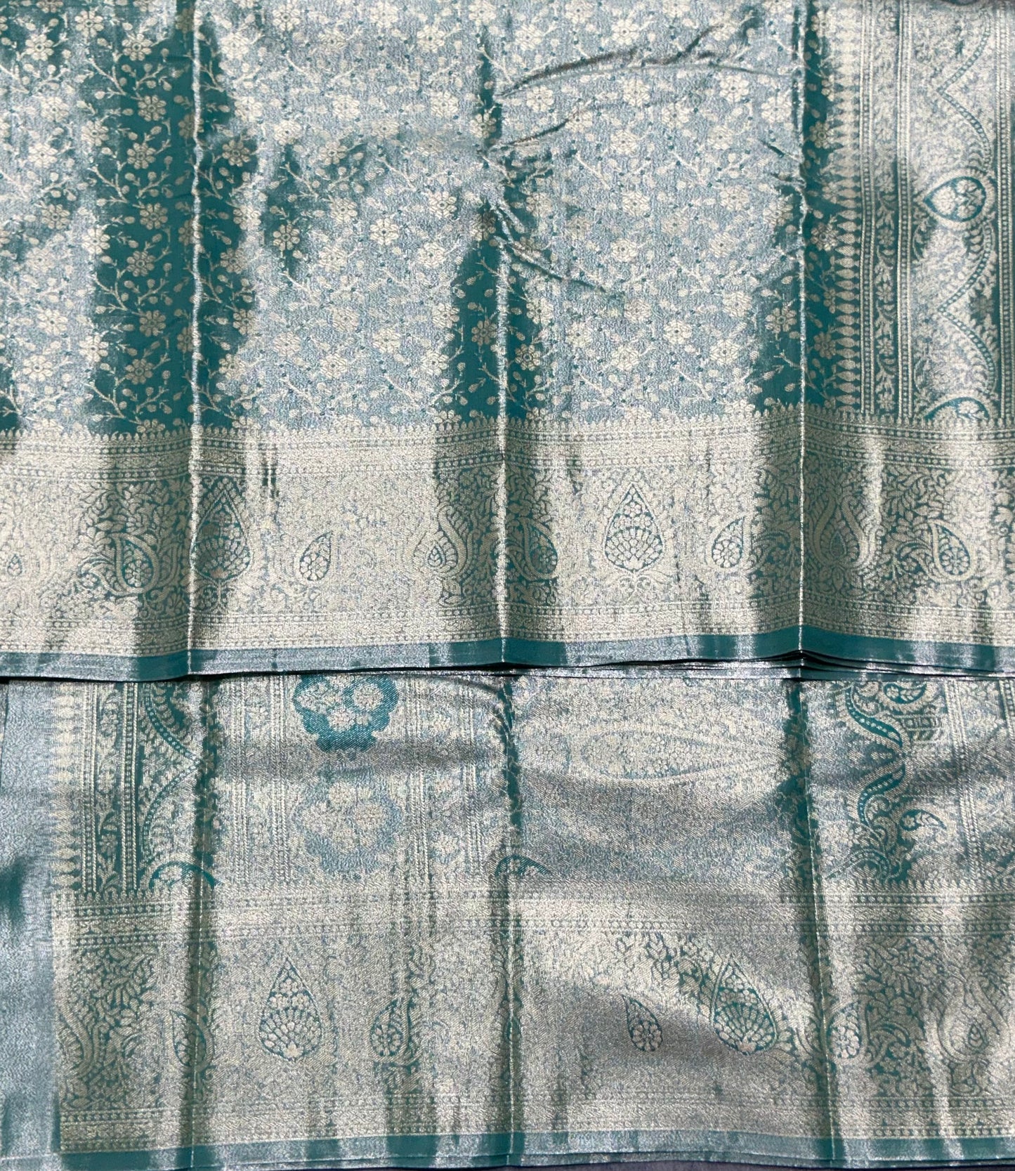 Light Green Color Tissue Saree with Self Colour Border