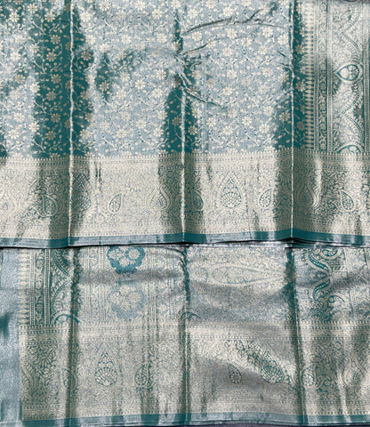 Light Green Color Tissue Saree with Self Colour Border