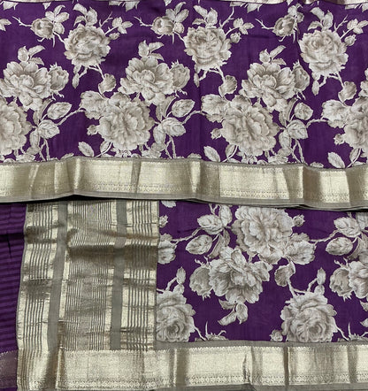 Semi Crepe Silk Saree - Magenta Color