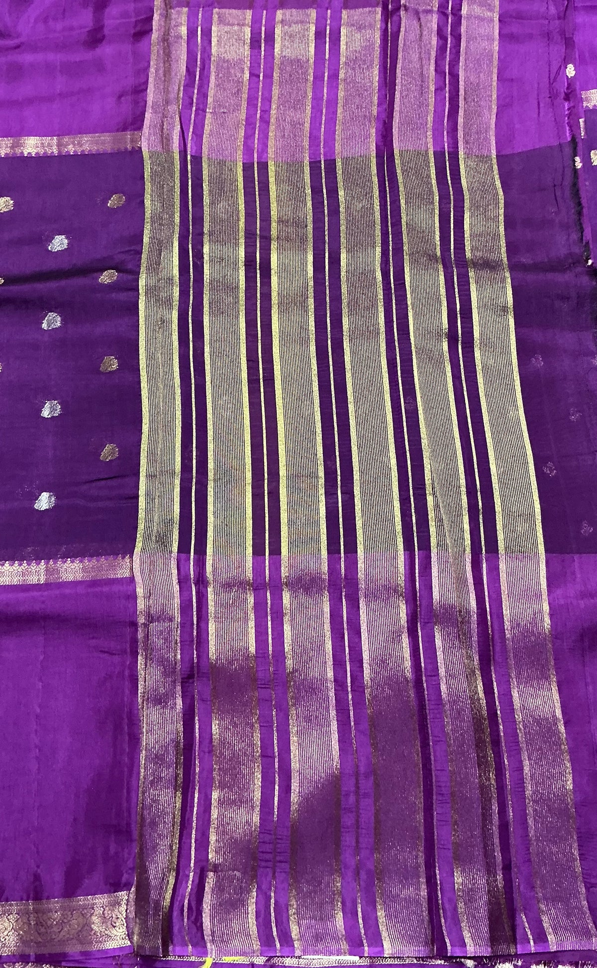 Semi Banarasi Saree Violet Color with Zari Border