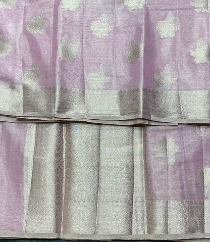 Katan Silk Saree Baby Pink Colour with Silver Zari Border