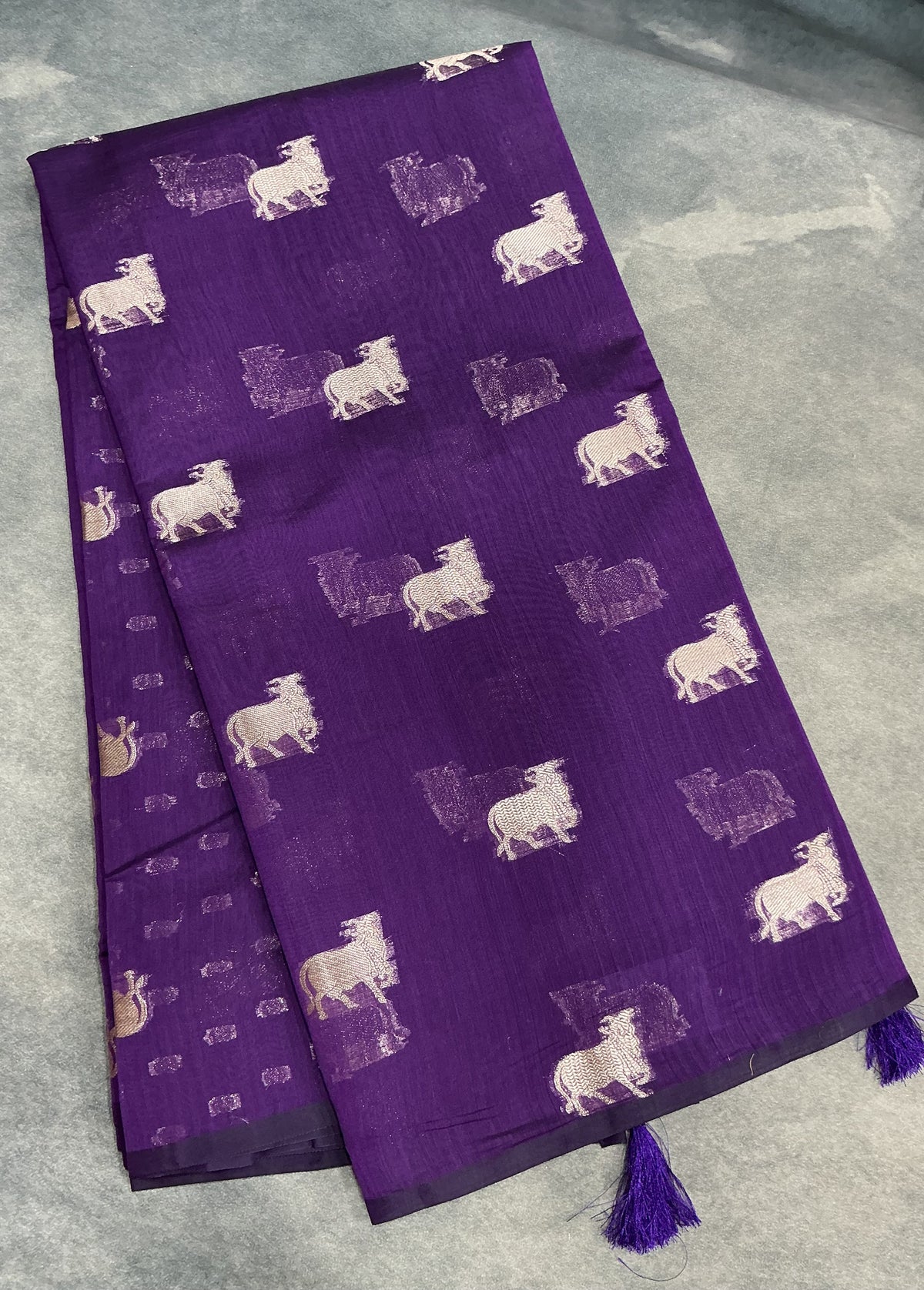Silk Cotton Saree Violet Colour with Kamadhenu Butta