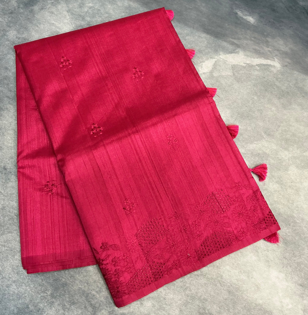 Pink Tussar Saree with Cut Work Border