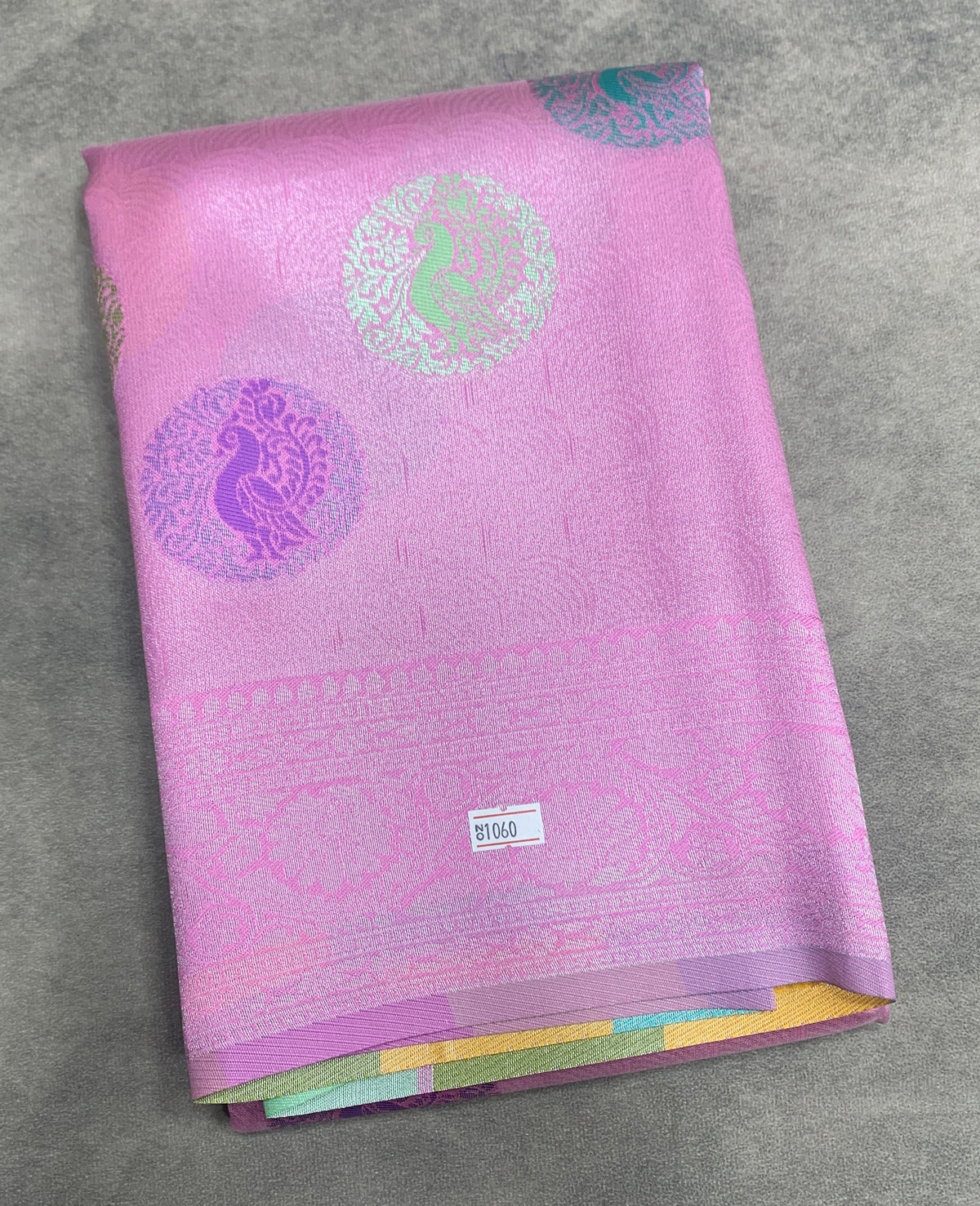 Pink Colour Tissue Saree with Meenakari Work