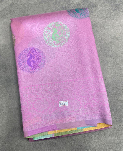 Pink Colour Tissue Saree with Meenakari Work