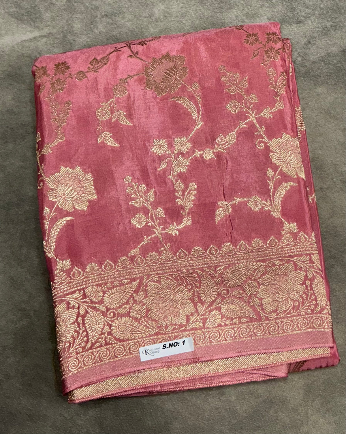 Semi Banarasi Saree Onion Pink Colour with Sliver Zari Border