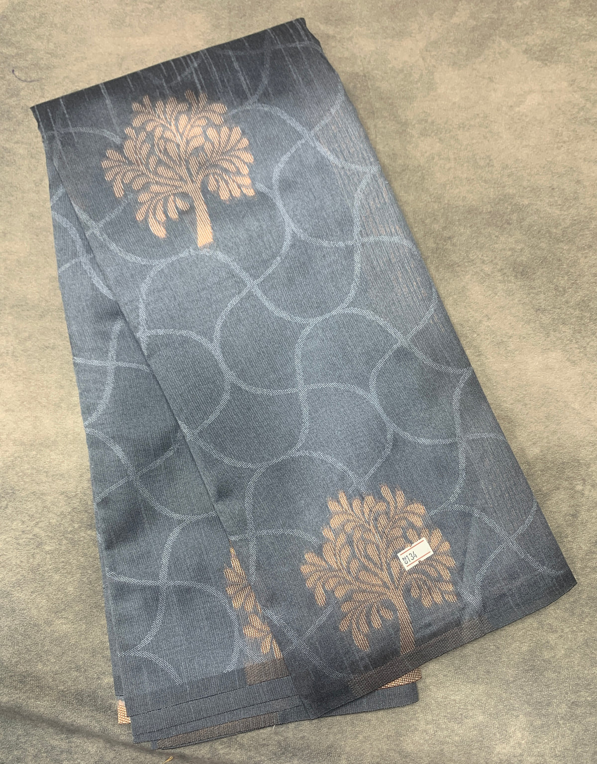 Grey Colour Jute Silk Saree with Balloon Butta, Borderless