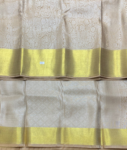 Biscuit Colour Semi Silk Saree with Golden Zari Border