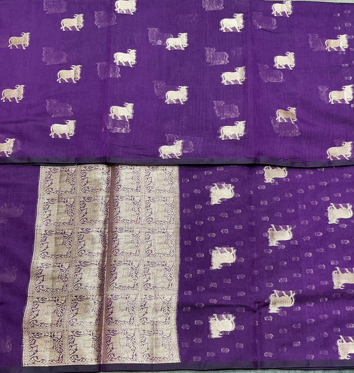 Silk Cotton Saree Violet Colour with Kamadhenu Butta