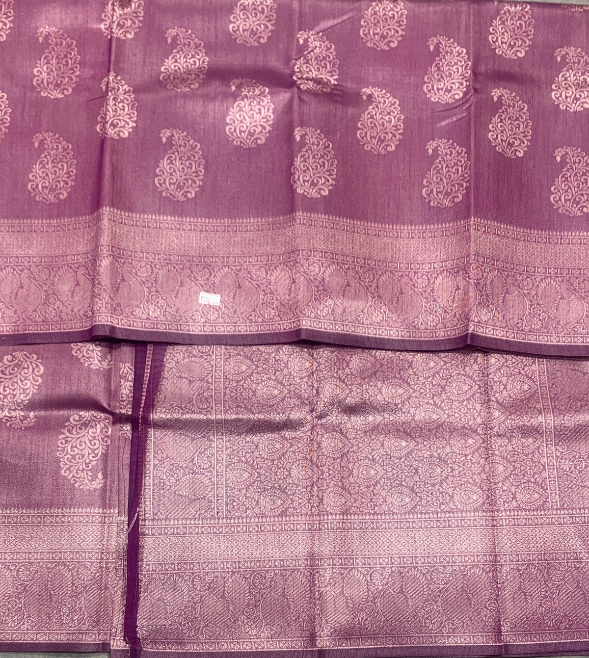 Semi Jute Silk Saree – Magenta Pink with Silver Zari Border