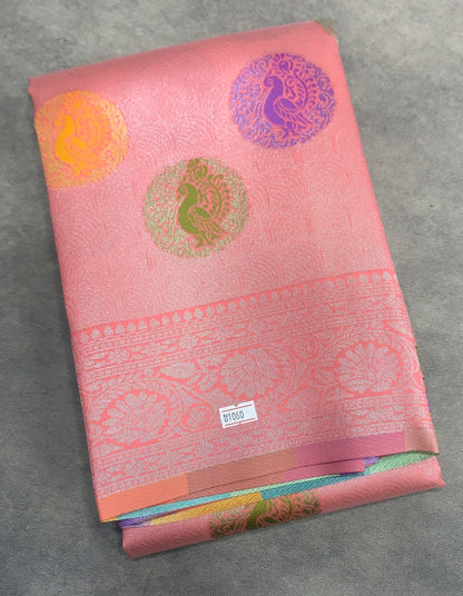 Peach Colour Tissue Saree with Meenakari Work