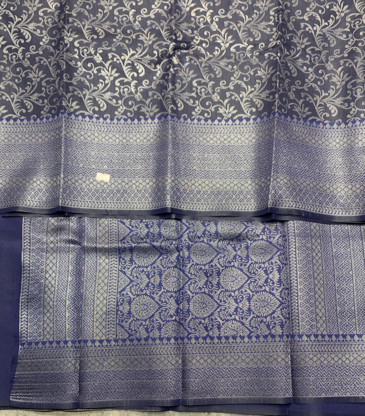 Navy Blue Colour Semi Silk Saree with Black Meenakari Work