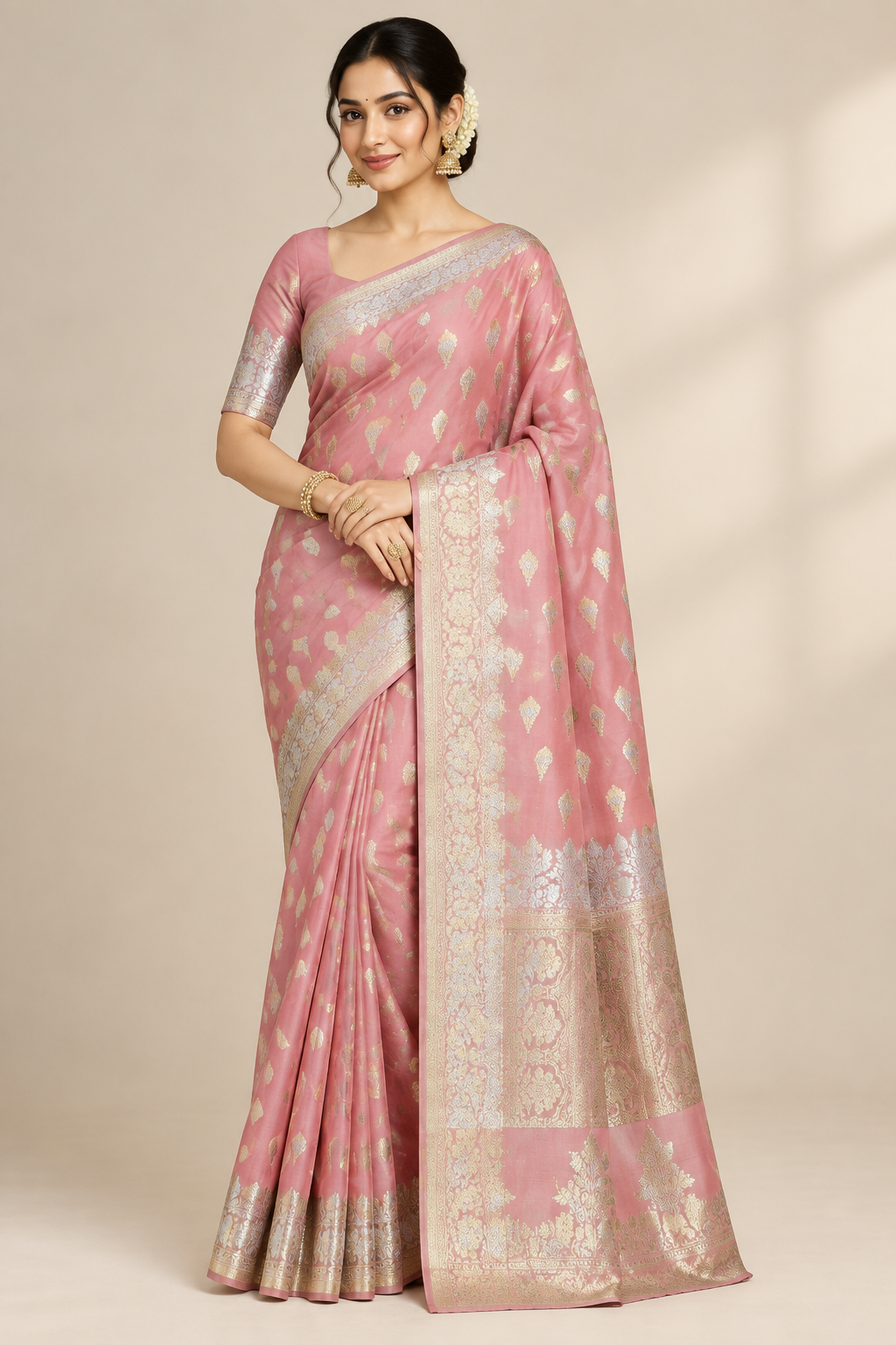 Baby Pink Colour Sona Roopa Silk Saree