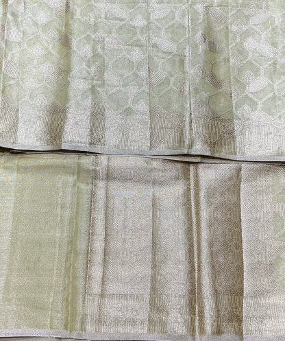 Katan Silk Saree Yellow Colour with Silver Zari Border
