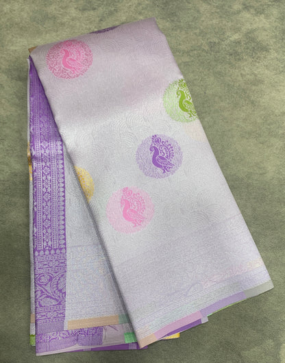 Light Lavender Colour Tissue Saree with Meenakari Work