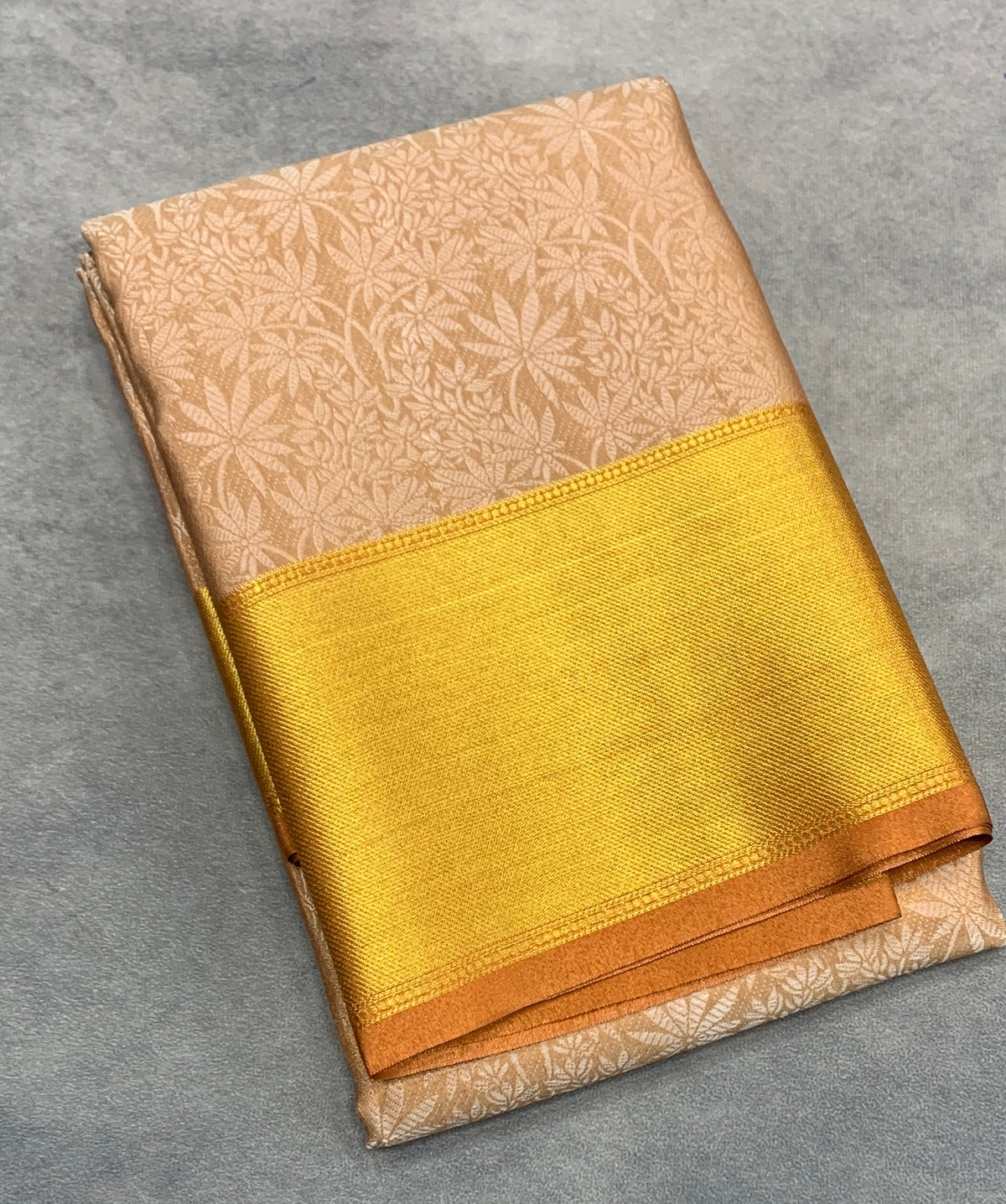 Orange Colour Semi Silk Saree with Golden Zari Border