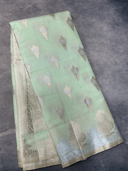 Pista Green Colour Sona Roopa Silk Saree