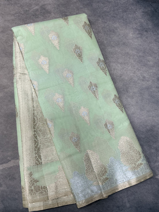 Pista Green Colour Sona Roopa Silk Saree