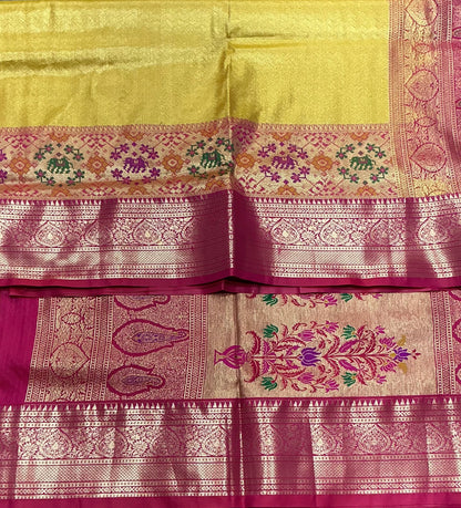 Yellow Tissue Patola Border Artificial Silk Saree