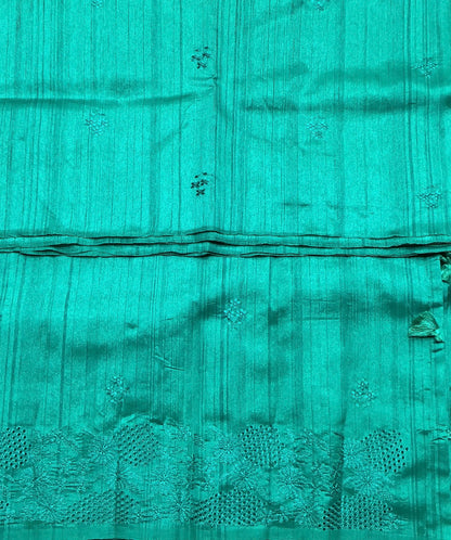Rama Green Tussar Saree with Cut Work Border