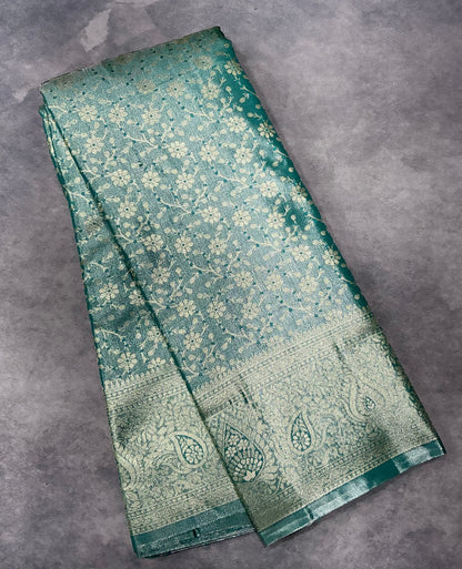 Light Green Color Tissue Saree with Self Colour Border