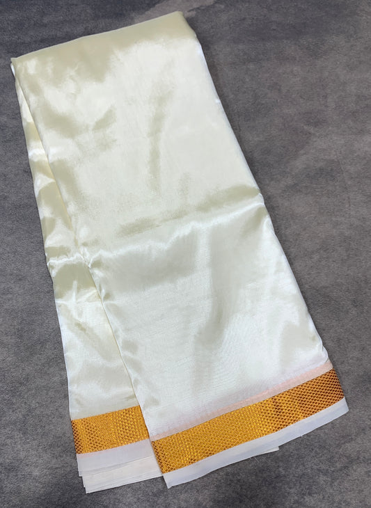 Art Silk Dhoti 8 Mulam Cream Colour  Small Zari Border