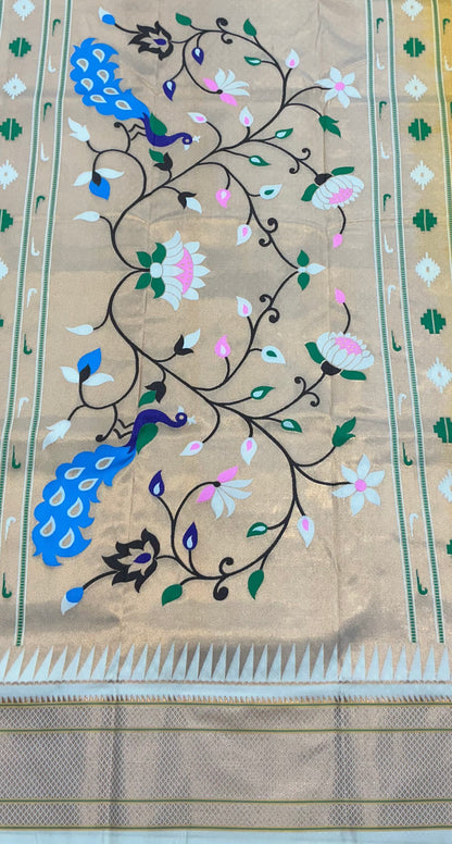 Sun-Kissed Yellow Paithani Vegan Silk Saree with Royal Tissue Pallu