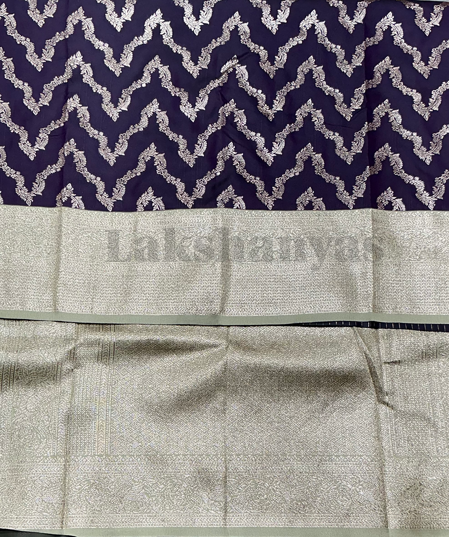 Dark Magenta Color vegan Silk saree with Sliver Color border