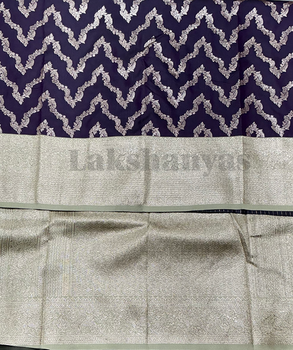Dark Magenta Color vegan Silk saree with Sliver Color border