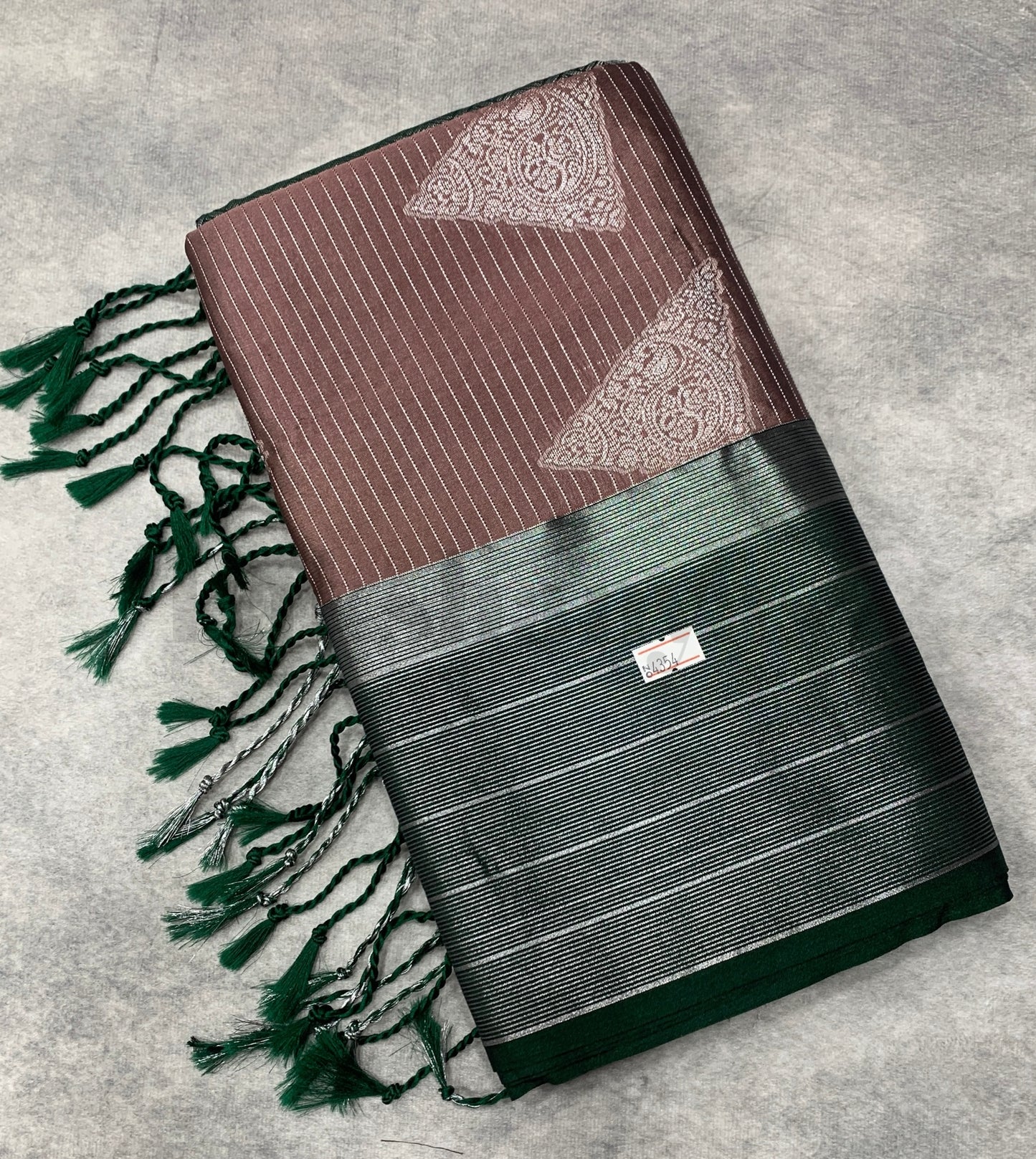 Light Brown Colour Soft Silk Saree with Green Colour Border