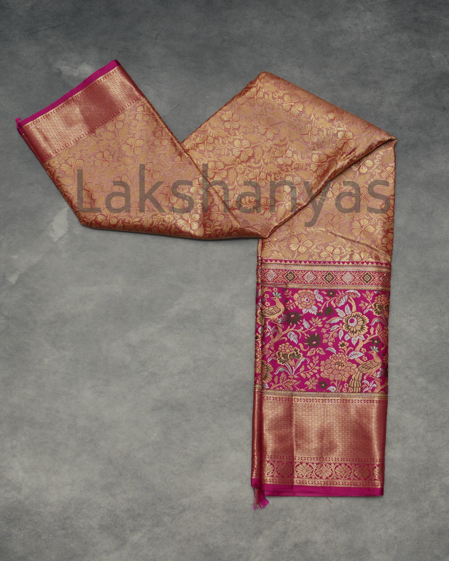 Brown Semi Silk with Rettai Pettu meenakari work