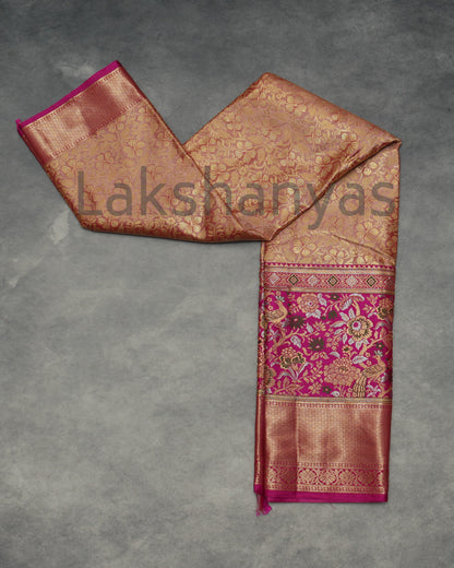 Brown Semi Silk with Rettai Pettu meenakari work