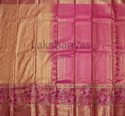 Brown Semi Silk with Rettai Pettu meenakari work