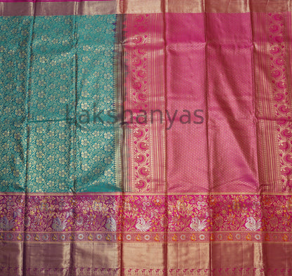 Green Semi Silk with Rettai Pettu meenakari work